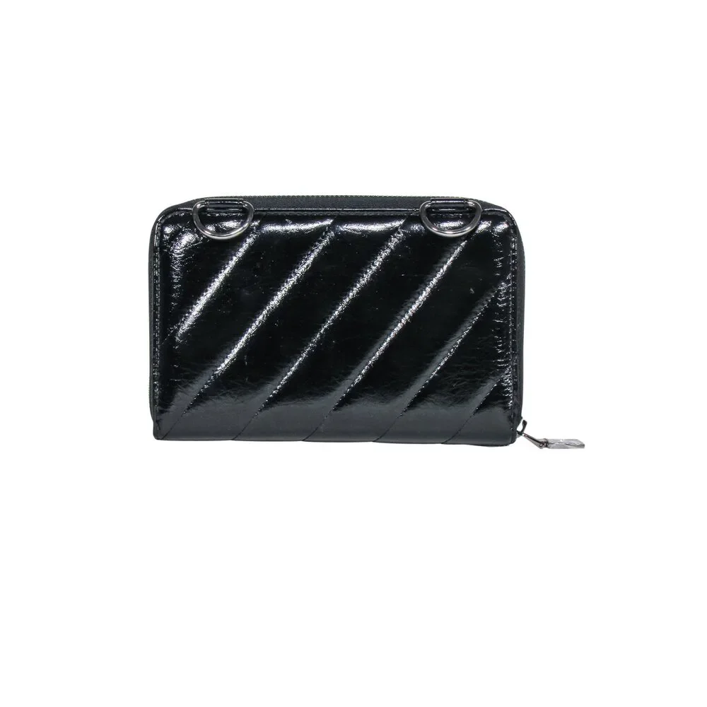 Royln - Black Patent Leather Crossbody Wallet w/ Removable Strap